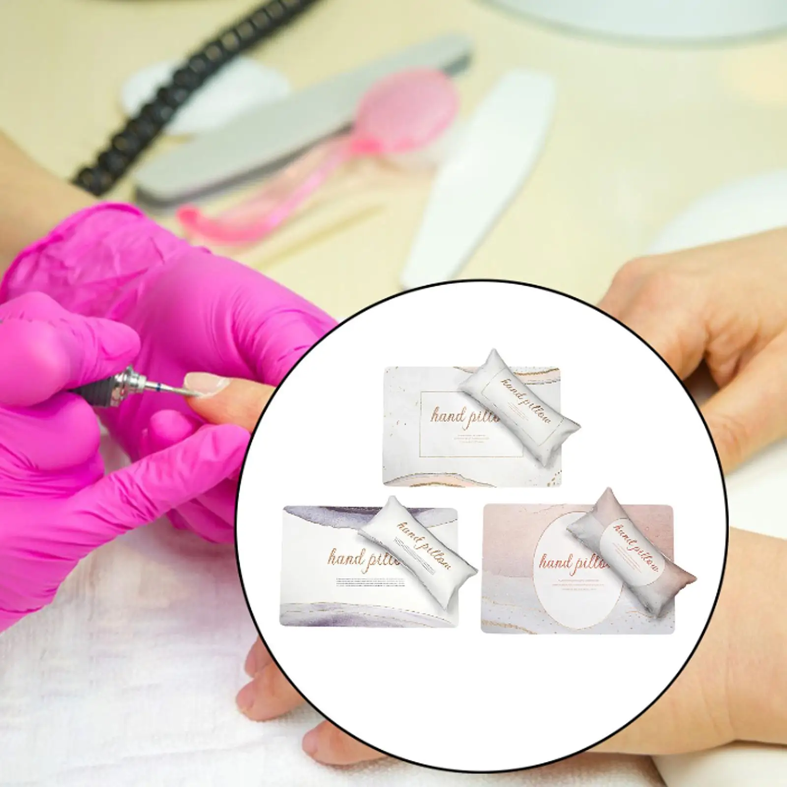 

Nail Art Hand Pillow & Mat Set Detachable Portable Easy to Clean Nail Art Table Pad Nail Art Tools for Nail Salon Wrist Support