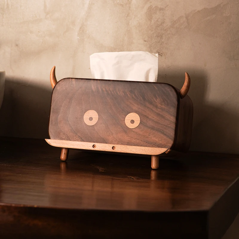 

Black walnut wood, tissue box, creative, home, living room, vintage, Japanese style
