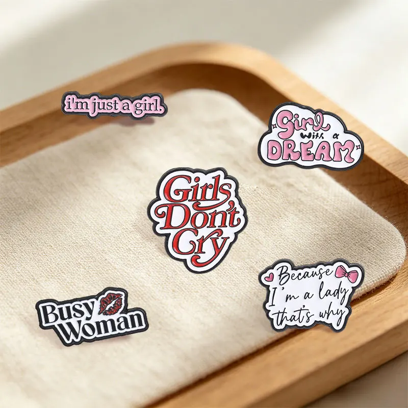 Cartoon Letter Enamel Brooch Lapel Pin Book Sticker Coffee Balloon Flower Text Borrowing Card Metal Creative Badge Punk Jewelry