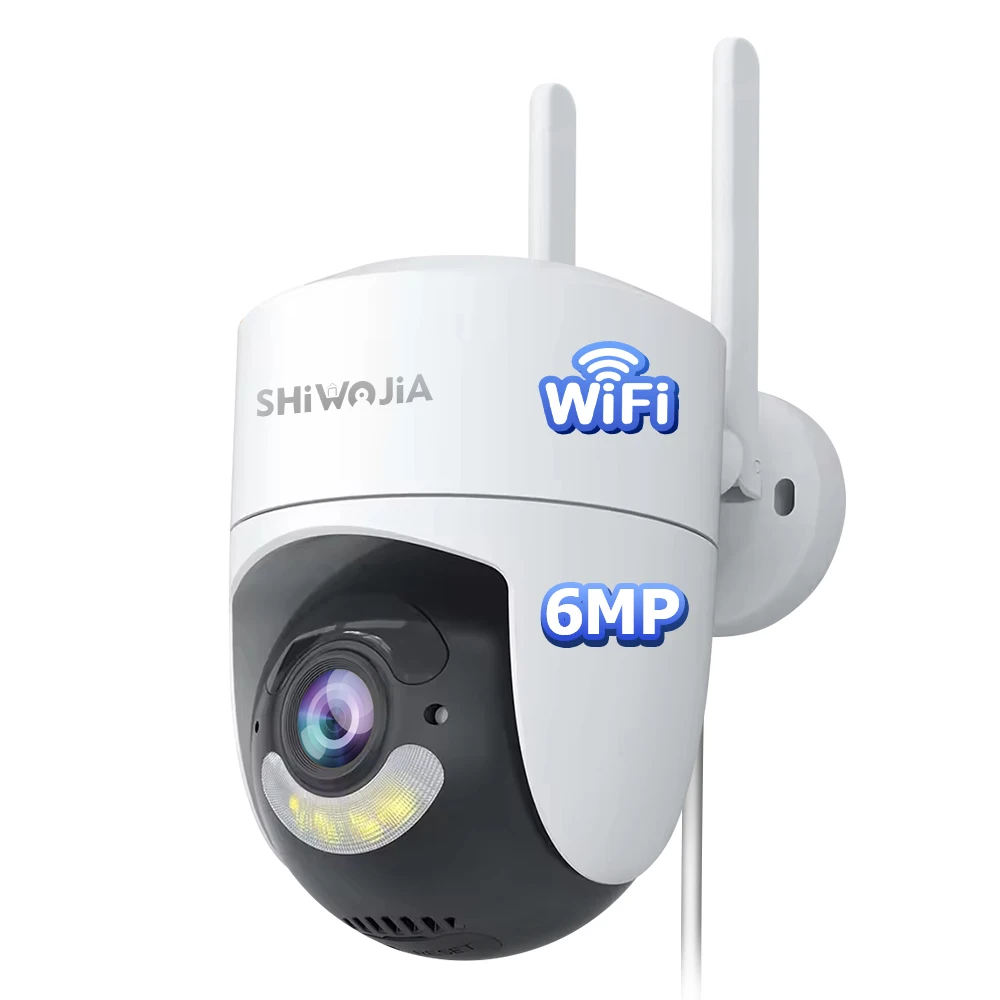 

SHIWOJIA 6MP TUYA умная камера 2,4G Wi-Fi камера безопасности уличная цветная камера ночного видения обнаружение движения прожектор IP66 водонепроницаемый