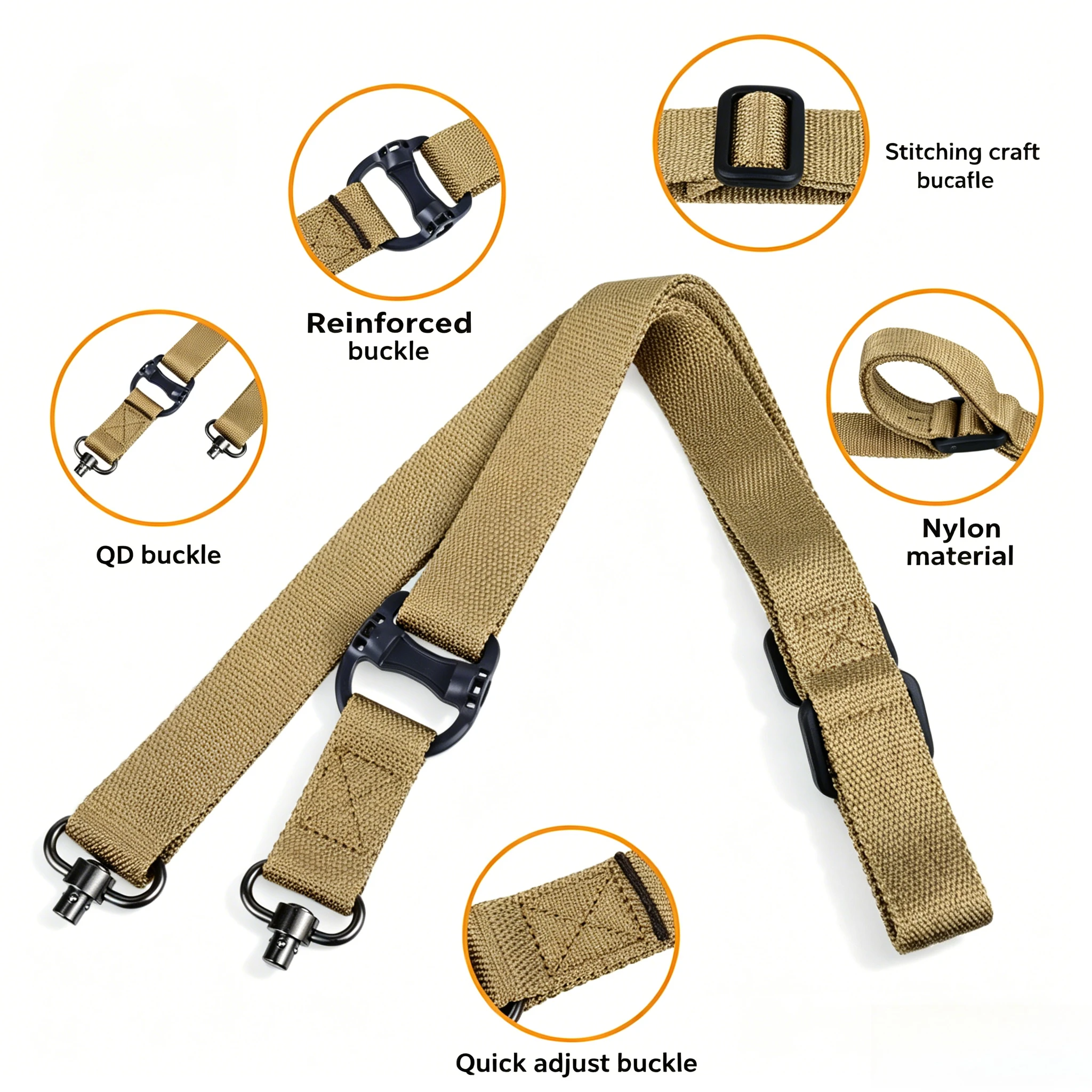 

MS4 Sling With Qd Swivel One Point Two Point Adjustable Corrosion-resistant Wear-resistant Compatible All QD Standard Interfaces