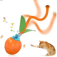 ATUBAN Cat Toys Ball for Indoor Cats,Motion Activated Automatic Moving Ball Toy with Long Tail Teaser,Simulation Bird Sound