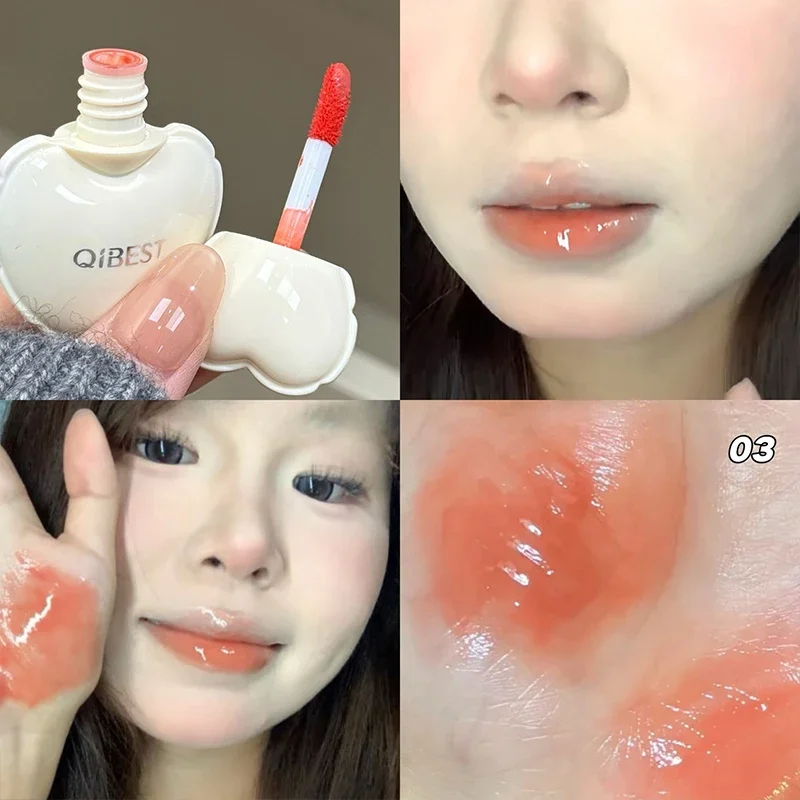 Qibest geléia lipgloss batom hidratante espelho de longa duração brilho labial concurso estudante coreano cosméticos lábio esmalte mancha maquiagem