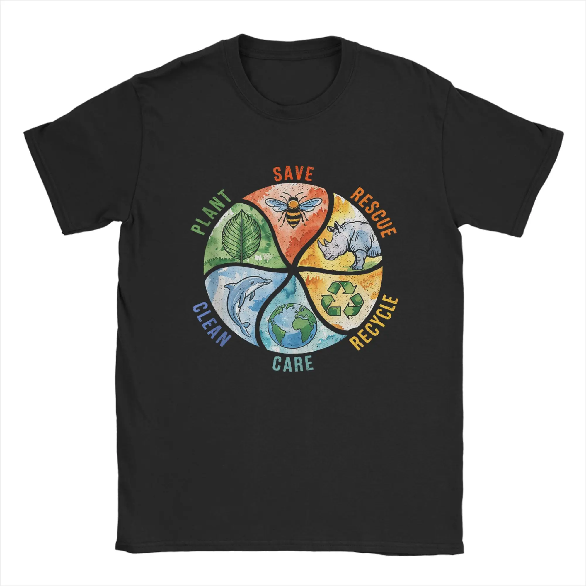 Hipster Save Bees Rescue Animals Plastic Earth Day 2026 T-Shirts for Men Crewneck T Shirt  Short Sleeve Tee Shirt Plus Size Tops