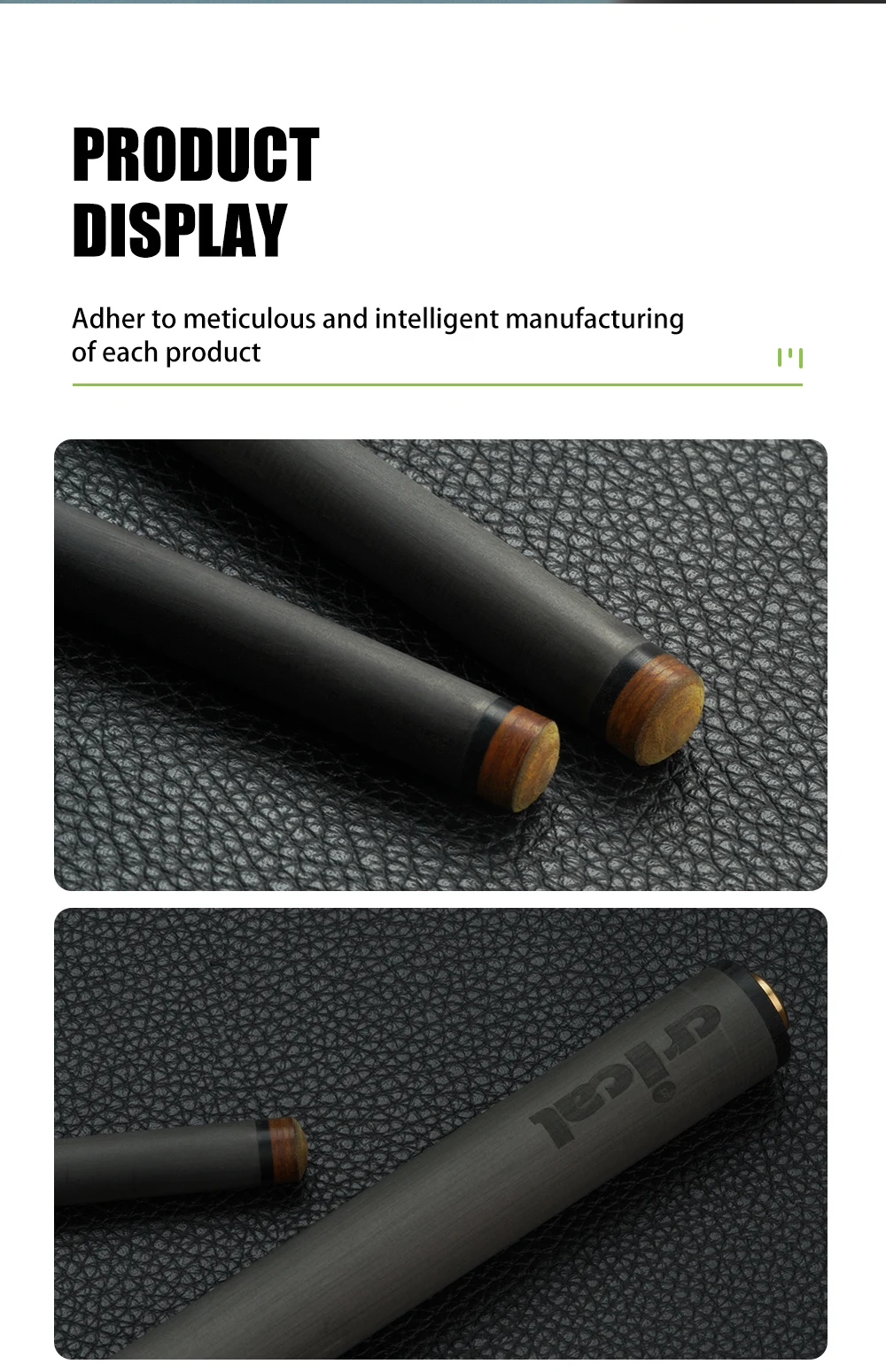Carbonfaser-Poolqueue-Schaft mit geringer Ablenkung, Ersatzschäfte 11,5 mm 12,4 mm Spitze, Uni-Loc Radialverbindung, 29 Zoll, 3,7 oz, CRICAL – Detail 10