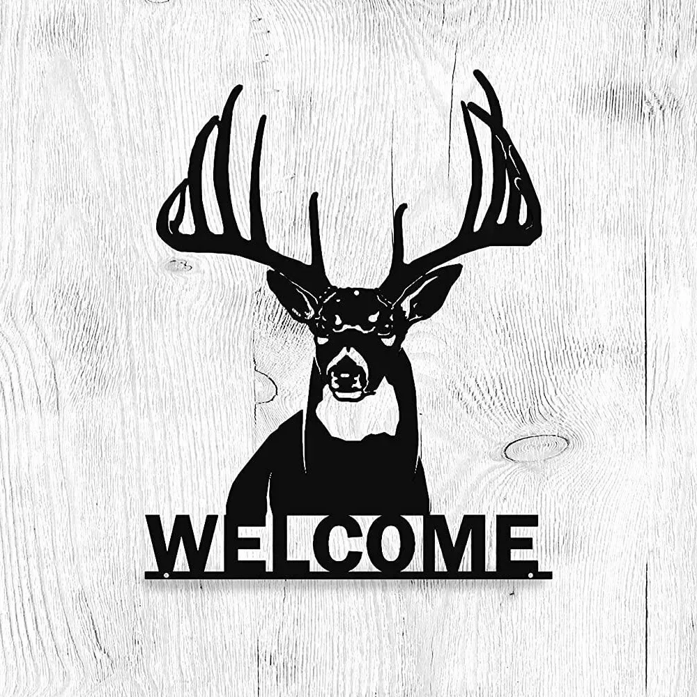 

Welcome Whitetail Deer Buck Metal Wall Art Sign – Ideal for Home or Cabin Decor. Rustic and Elegant Metal with a Majestic Deer