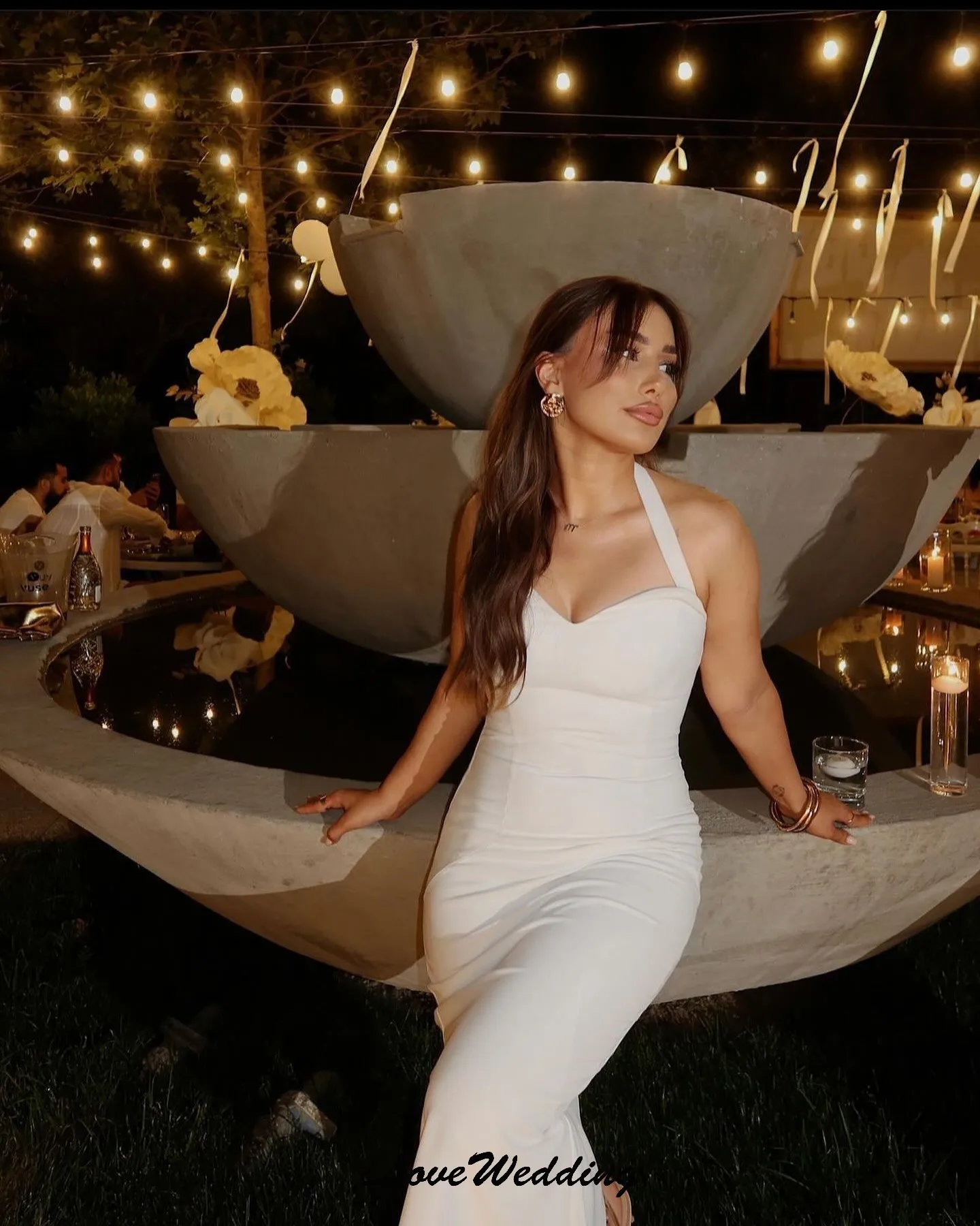 

Evening Dress 2025 White Wedding Party Dress For Woman Sleeveless Open Back Satin Sexy Mermaid Cocktail Dress Elegant Customized