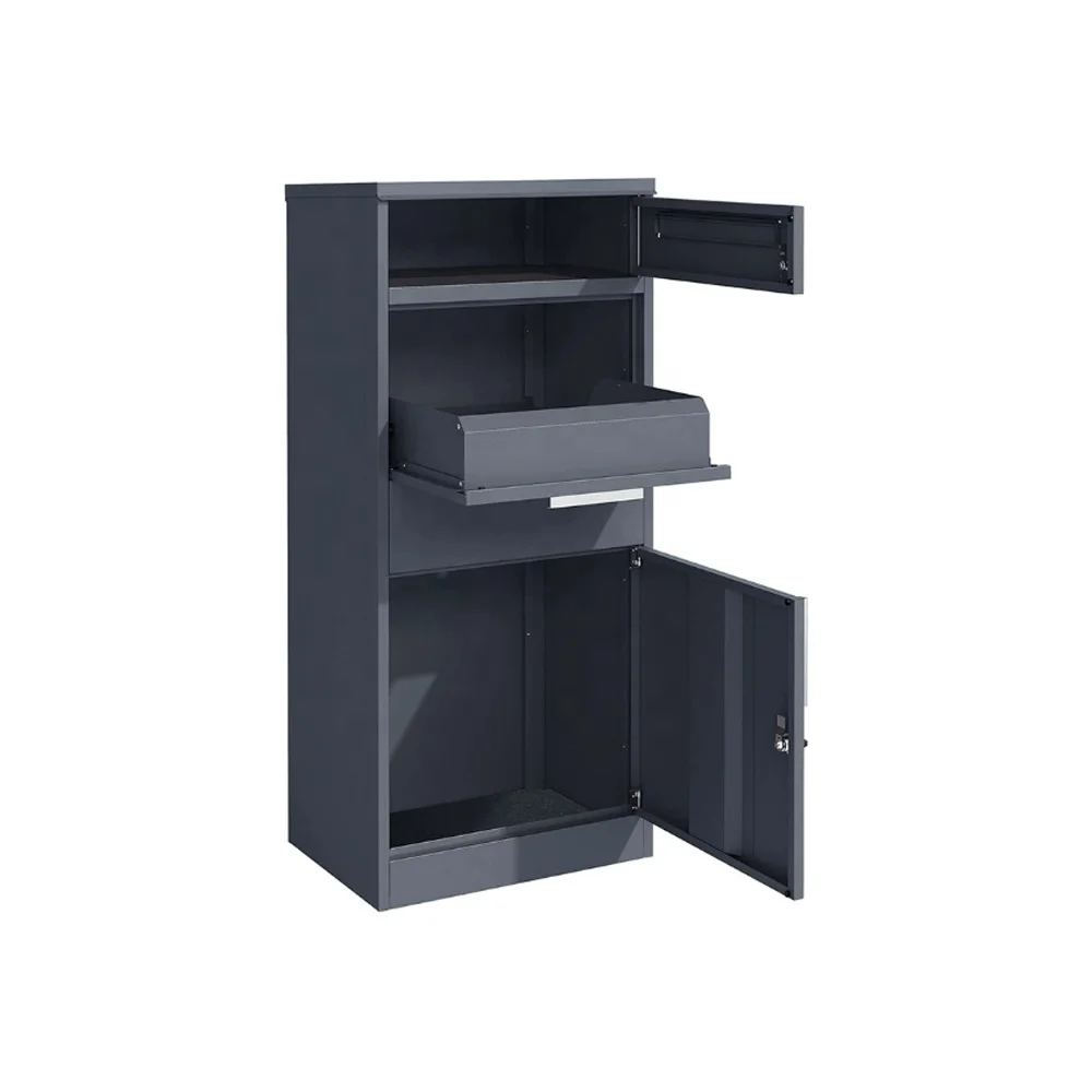 High Quality Large Secure European Style Black Anti-theft Outdoor Wall-Mounted Parcel Letter Mailbox Steel Fabrication for Drop