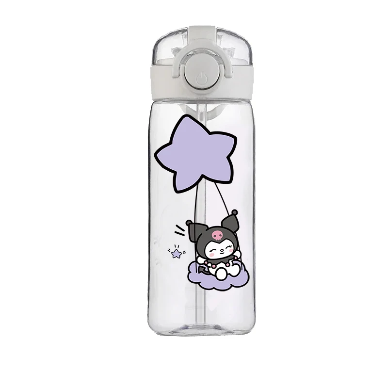 400ML Sanrio Kuromi Kubek ze słomką Chłopcy i dziewczęta Uczniowie szkół Cartoon Kawaii Anti-drop Nowy kubek na wodę Wysokiej jakości wygodny prezent