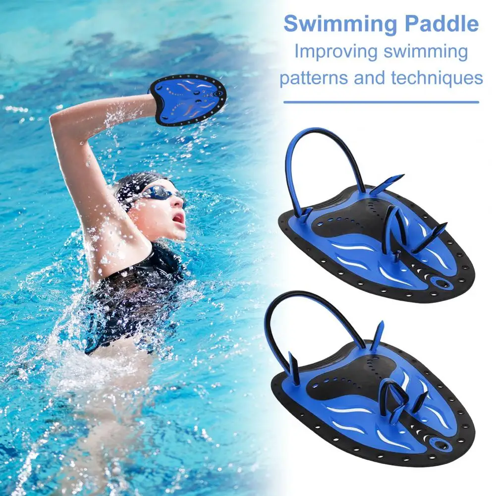 1 Pair Swimming Hand Paddle with Adjustable Silicone Strap Holes Professional Kids Adults Freestyle Training Aid Fins Lap