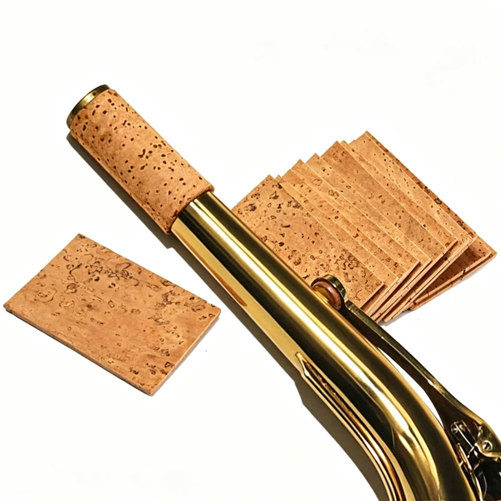 5PCS Saxophone Neck Cork Sheets, Natural Cork Pads for Alto Soprano Tenor Sax, Mouthpiece Joint Seal Replacement Part