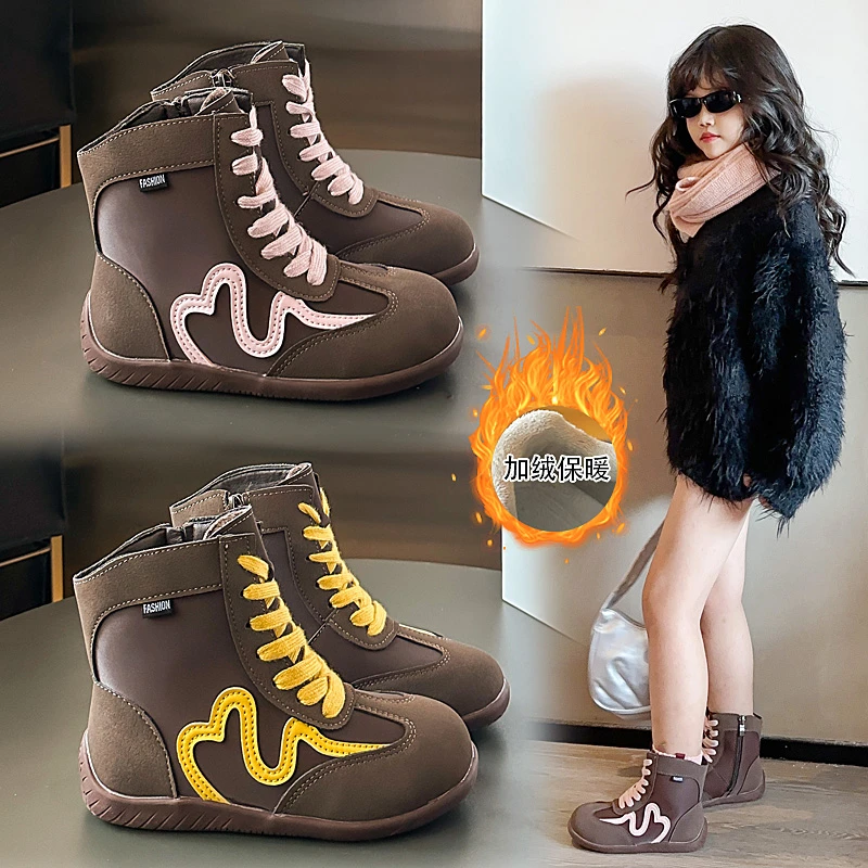 

Новинка 2023 года, детские ботильоны для девочек, осенние ботинки с дышащей подкладкой для малышей, модная стильная школьная обувь на мягкой подошве для девочек, ботинки