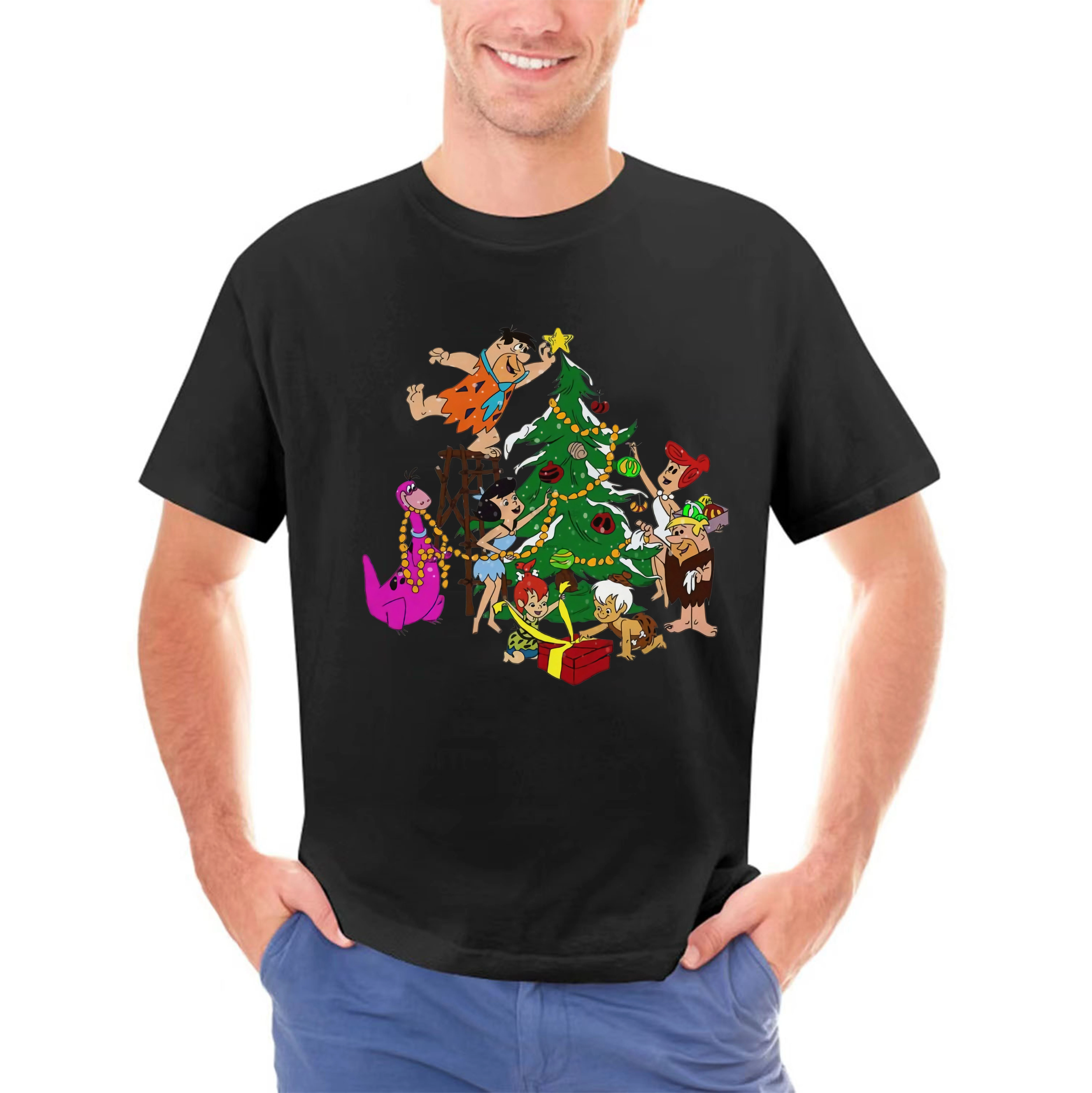 Anexx Tee Xmas Christmas T Shirt Funny Flintstones