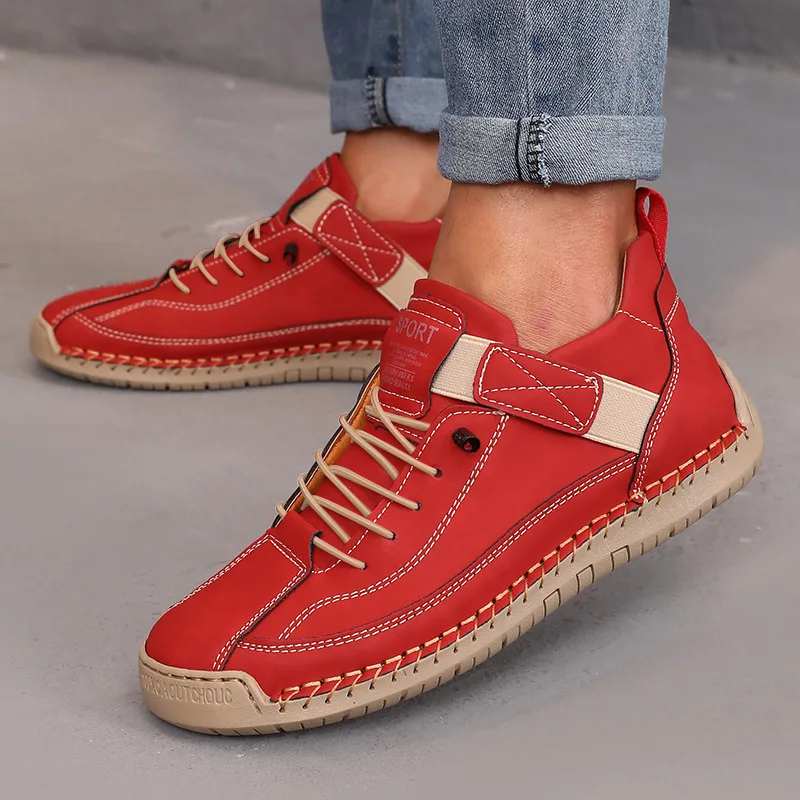 

Women's Boots Mid Top for 2026 Spring Autumn Hand-stitched Retro Anti Slip Workwear Shoes Fashion Luxurious Design Men Loafers