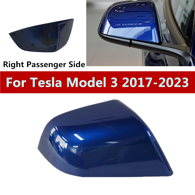 

Blue Right Passenger Side Mirror Rearview Cover Cap For Tesla Model 3 2017-2023