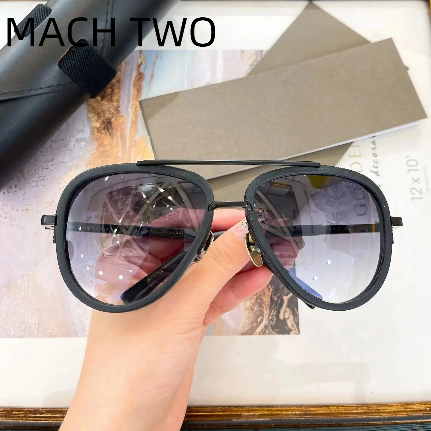 

New DT DRX-2031 MACH TWO LIMITED EDITION Oval Womens Sunglasses Gradient Driving Anti-Glare Luxury Men's Sun Glasses With Box