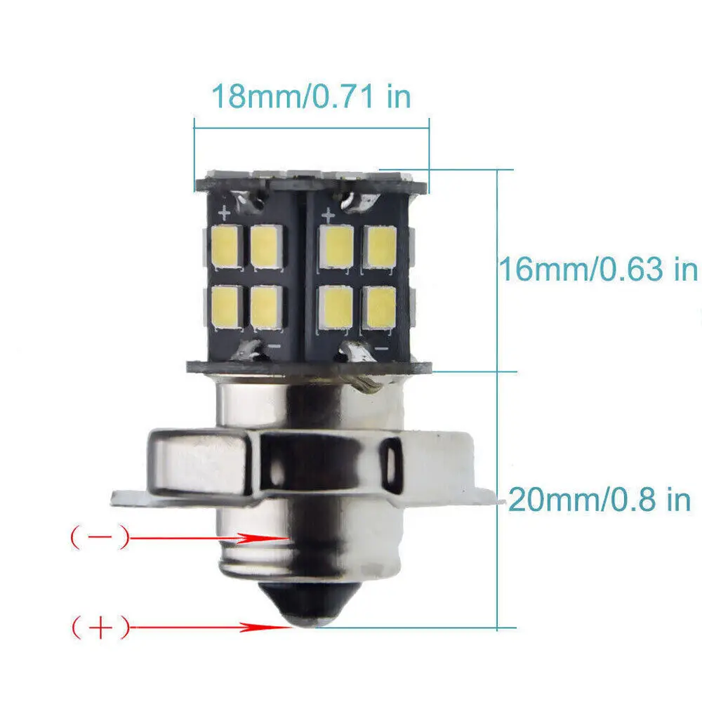 2 szt. Żarówki do reflektorów motocyklowych Led P26S 6V- 12V 2835 30 SMD Moto 600lm skuter ATV światło przednie lampa czołowa chłodne białe