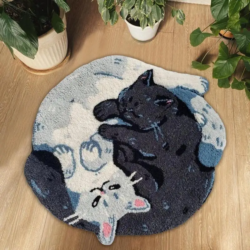 Cute Bath Mat Hugging Cat Pattern Bath Mat For Bathroom Floor Funny Machine Wash Water Absorbent Thick Shower Rug With Non-Slip