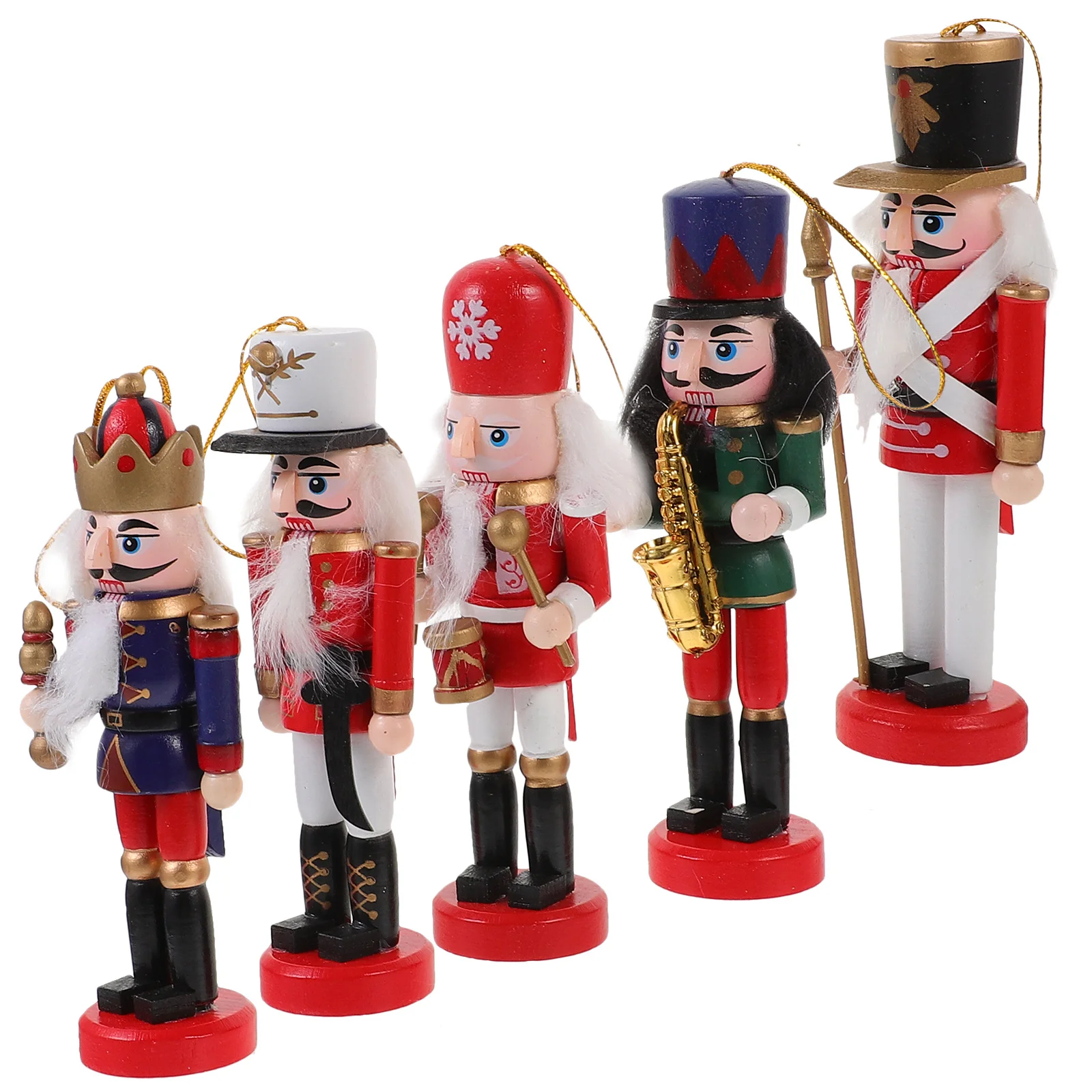 

5Pcs Christmas Nutcracker Wood Craft Festival Decoration Home Office Holiday Tabletop Decor Christmas Decoration