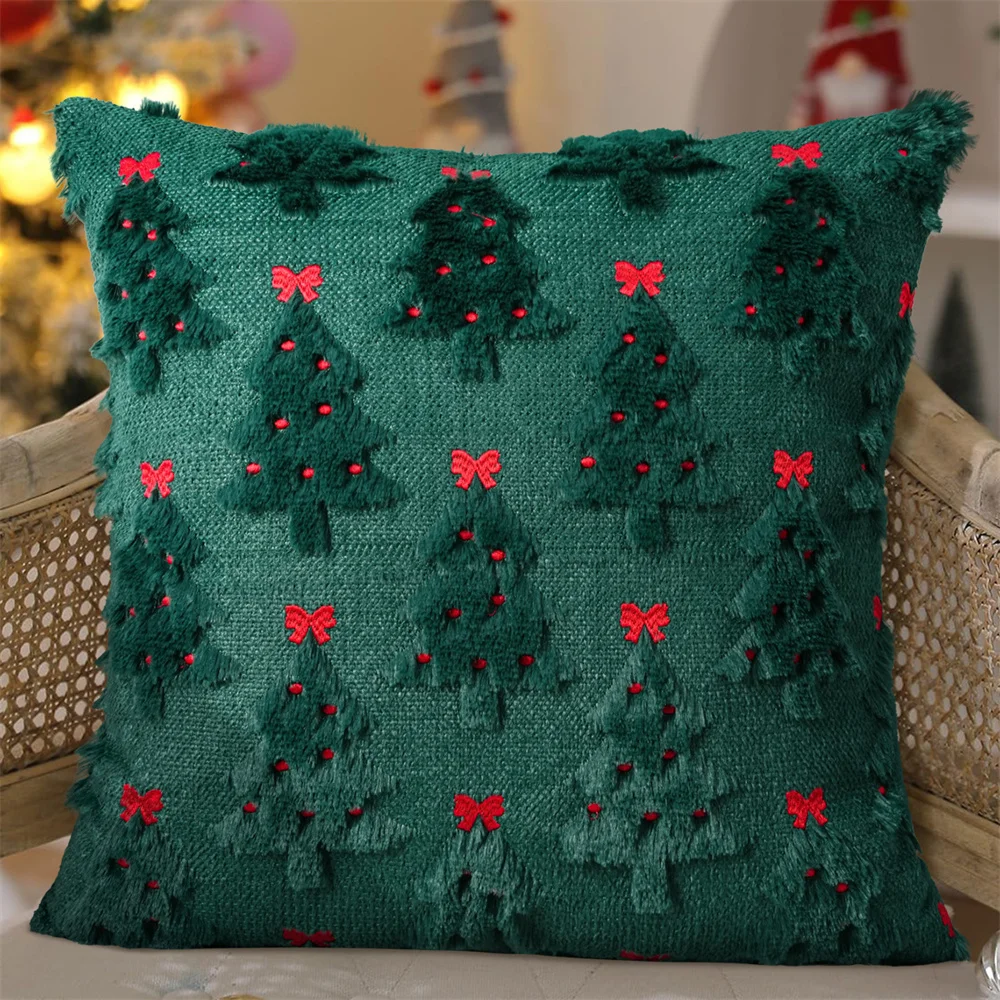 1pc Christmas Decorative Throw Cushion Set - Knitted Christmas Tree/Christmas Santa Pattern for Living Room Sofa Cushion Cover