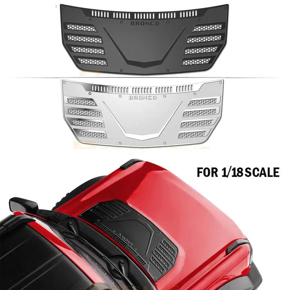 Decorazione del cofano Simulazione in acciaio inossidabile in stile F Guscio per auto Foglio protettivo in metallo G179fs per 1/18 Traxxas Trx-4m Bronco Trx4m