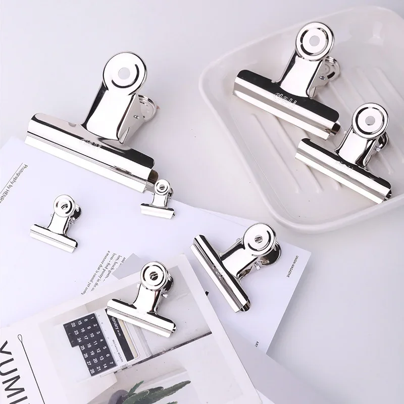 Stainless Steel Round Extra Large Ticket Clips Metal Bill Clips File Folder Clamps 4 Sizes 6Pcs/Pack