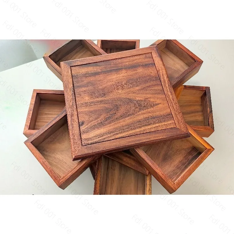 Walnut Rotating Mechanism Storage Box Tea Set Jewelry Bracelet Organizer Wenwan Box