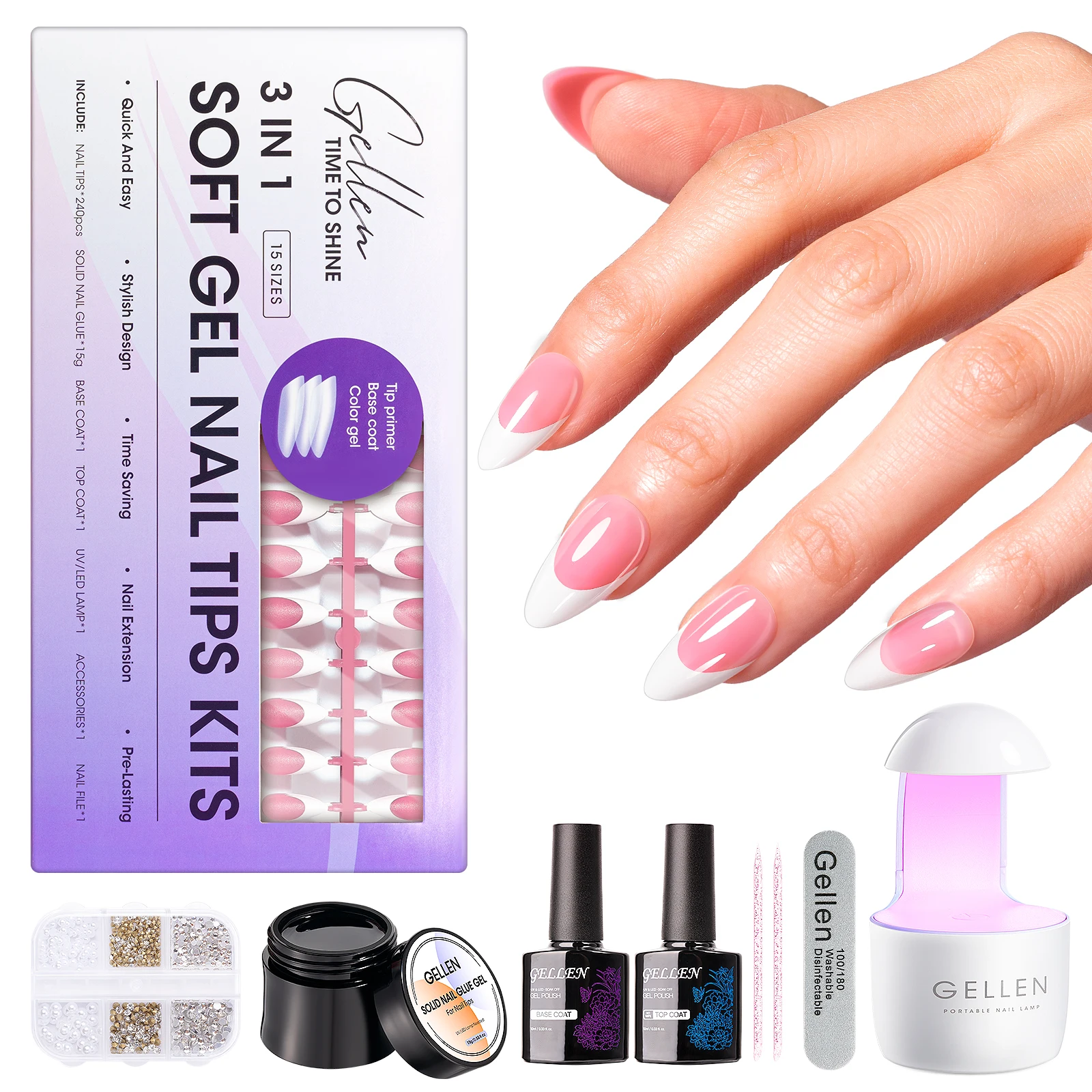 

Набор для французского маникюра GELLEN: гель-лак для наращивания ногтей, цвет мандариново-розовый, для УФ/LED-лампы, набор для нейл-арта, инструменты для маникюра, для начинающих