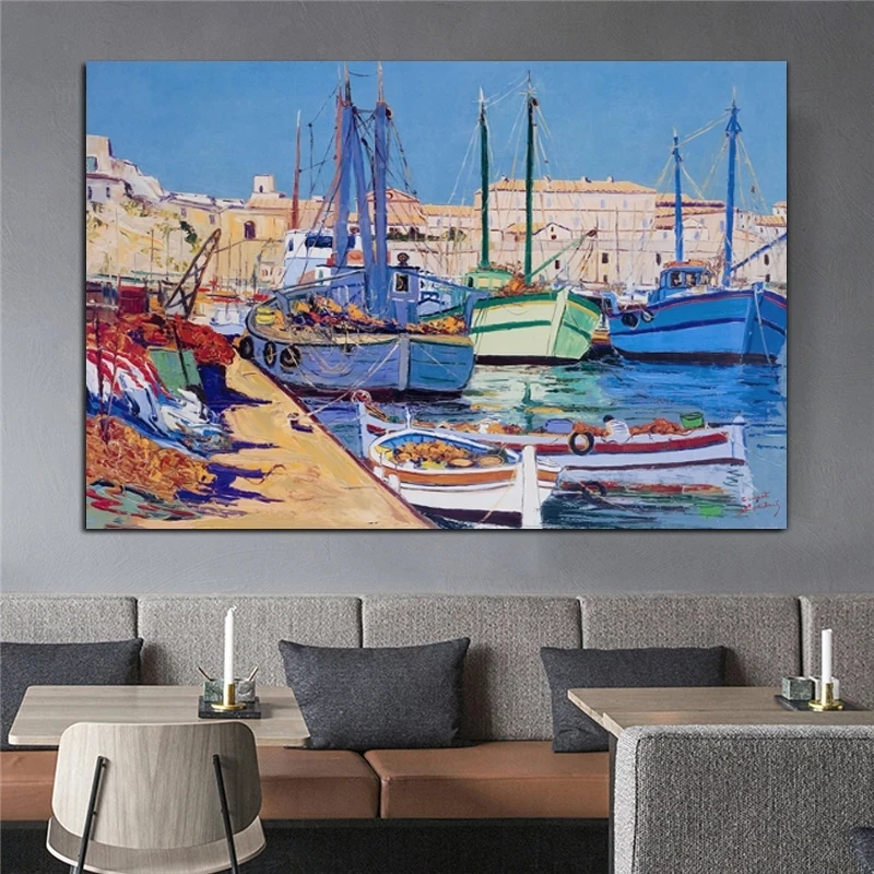 

Landscape Canvas Painting Sea Sailing Boat Paint On Canvas For Home Decor Wall Art Picture Printing Office Decoration Cuadros