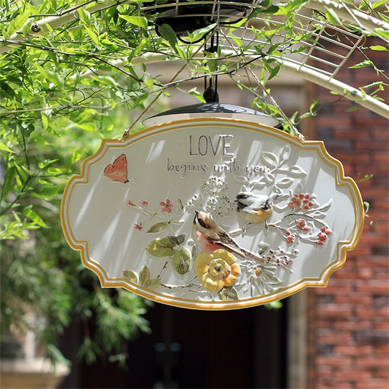 Garden Decoration Brand Iron Door Outdoor Wall Decoration Pendant European Welcome Brand Pastoral Flower and Bird Ornaments