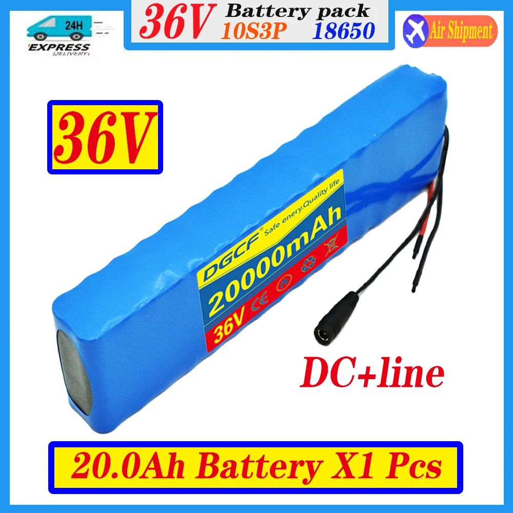 

High performance 36V 10S3P lithium-ion battery 20000mAh 18650 rechargeable lithium battery pack 600W with BMS protection