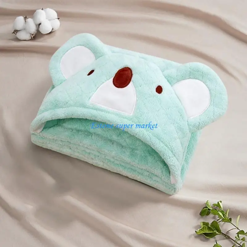 

090B Baby Hooded Bath Towel Coral Bathrobe Cartoon Blanket Quick-dry Sleepwear for Infant Newborn Ultra-Absorbent