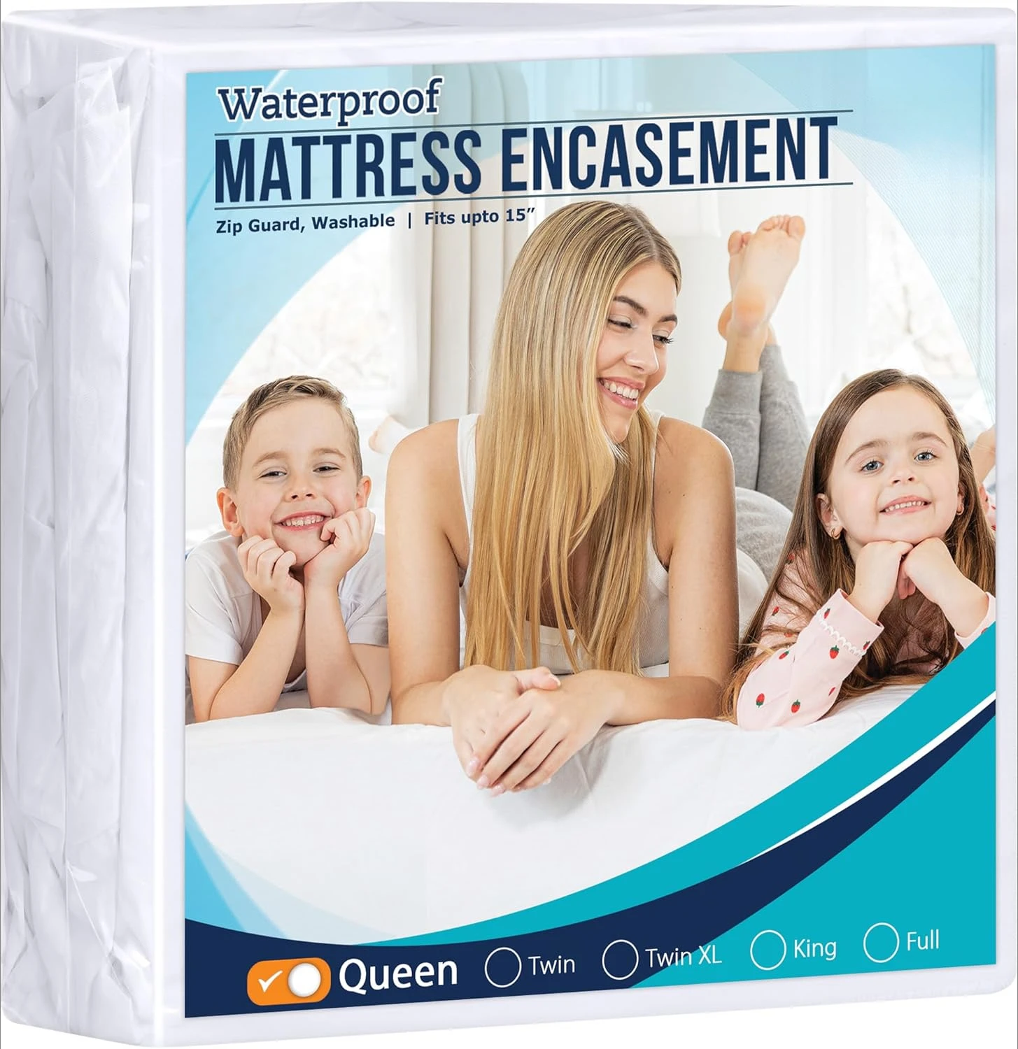 Zippered Mattress Encasement Queen,Waterproof Bed Bug and Dust Mite Proof Mattress Protector, Absorbent Six-Sided Mattress Cover