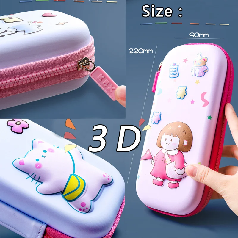 3D Pencil Case Kawaii Cartoon Large Capacity Soft Waterproof Cover  Creative Multi-functional School Supplies Stationery Box