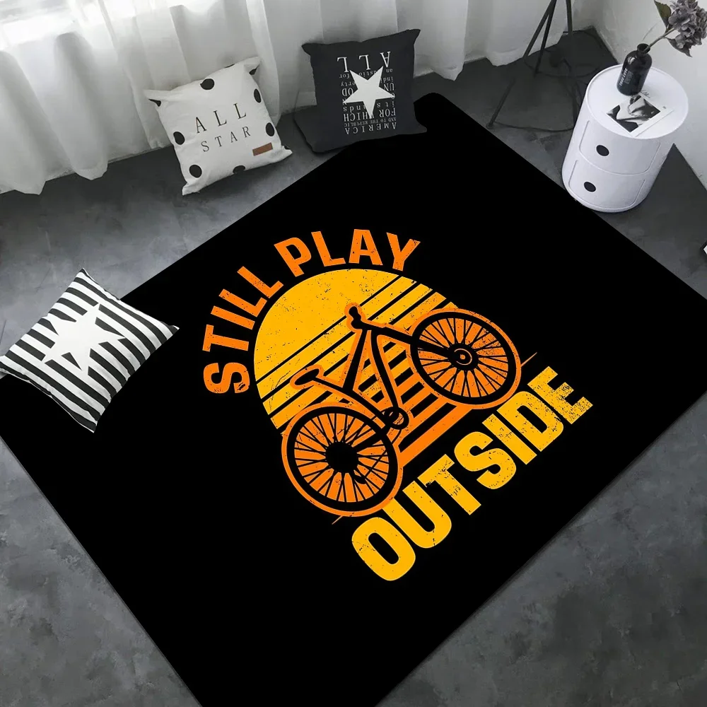 Bicycle Mountain Bike Cycling Art Carpet - Non-Slip Hallway & Laundry Mat, Decor for Balcony, Child Living Room & Bedside