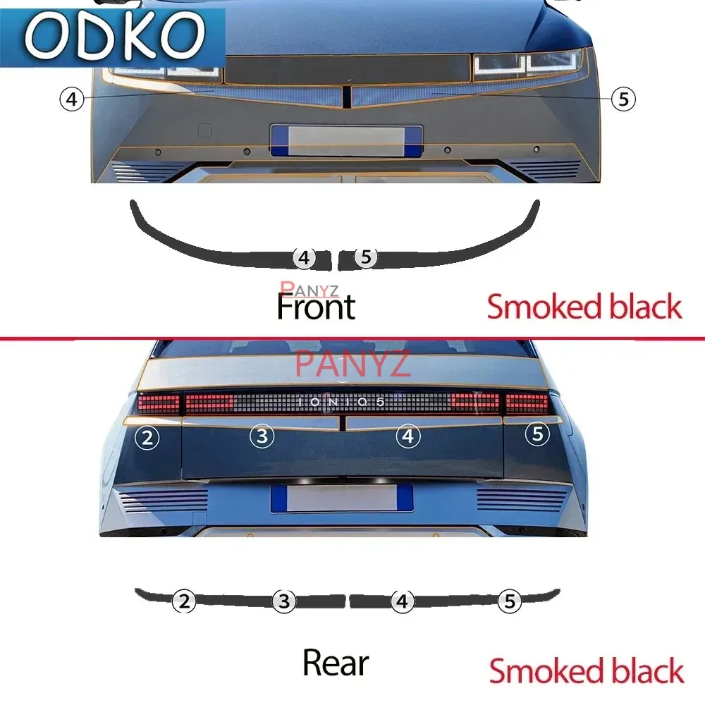Smoked Black for Ioniq 5 2022 2023 Headlight Rearview Protection Film Car Sticker Anti-scratch Protective Smoked Clear