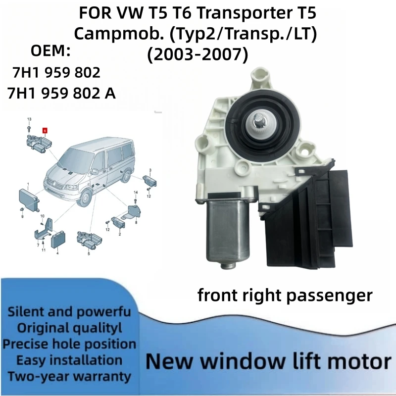 VW T5 Campmob Transporter T6 T5 Raammotor regelmodule linksvoor en rechtsvoor 7H1959801A 7H1959802A 7H1959801 7H1959802