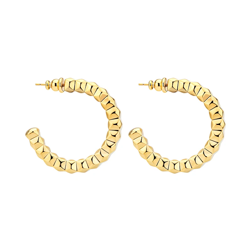 

VAROLE Polyhedron Hoop Earrings PVD 18K Gold Plated Earings Circle Earrings For Women Jewelry oorbellen
