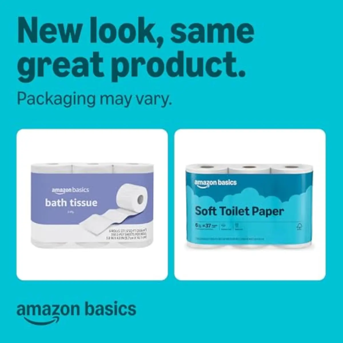 Basics 2-Ply Soft Toilet Paper, 6 Rolls, 350 Sheets per Roll, Equivalent to 37 Regular Rolls, Septic Safe