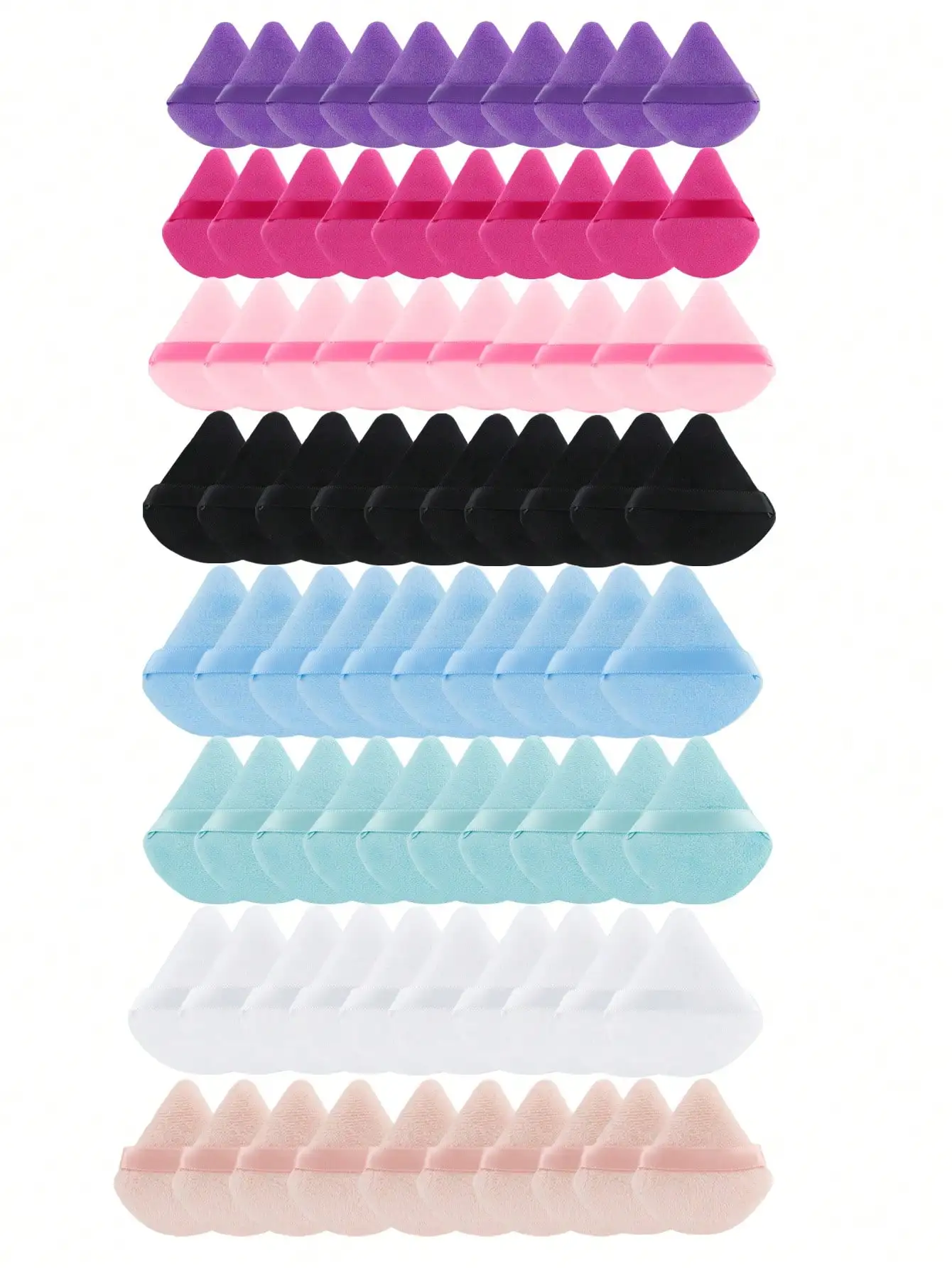 10 Pcs Triangle Velvet Powder Puff Pizza Flours Mini Face Makeup Sponge Cosmetics Washable Lightweight Makeup Tool