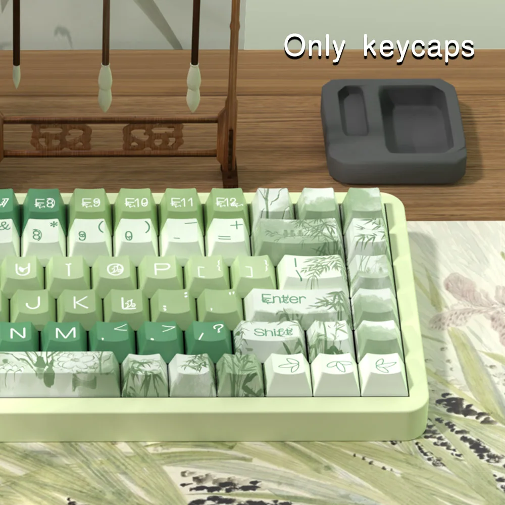 Imagem -05 - Estilo Chinês Bambu Verde Keycaps Teclado Mecânico Dye-sub Cereja Perfil Pbt Keycap Iso Personalizado Entrar Espaço 7u