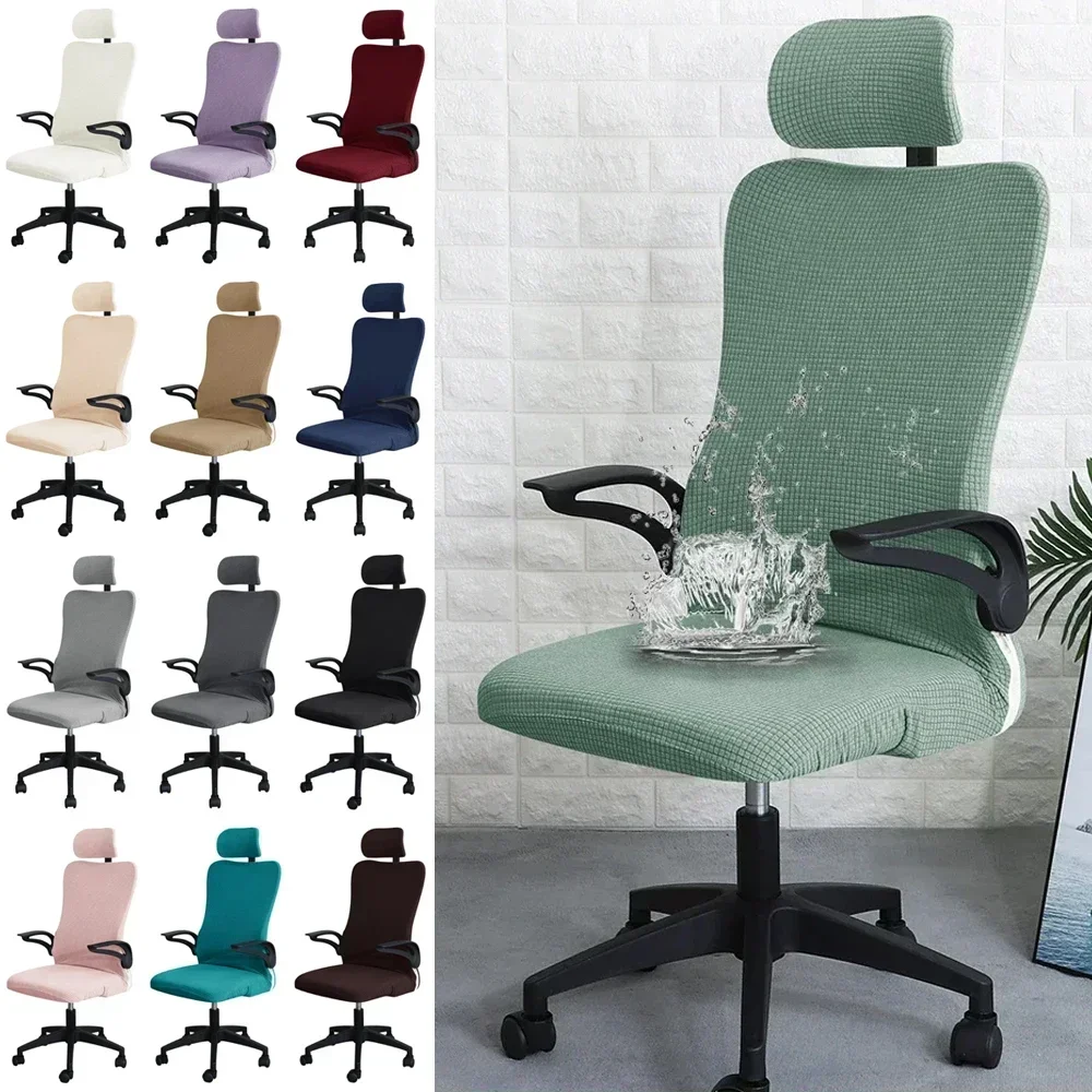 Stretch Office Chair Cover with Headrest Cover Chair Covers with Durable Zippers for Home Kitchen Rotating Computer Chair 의자커버