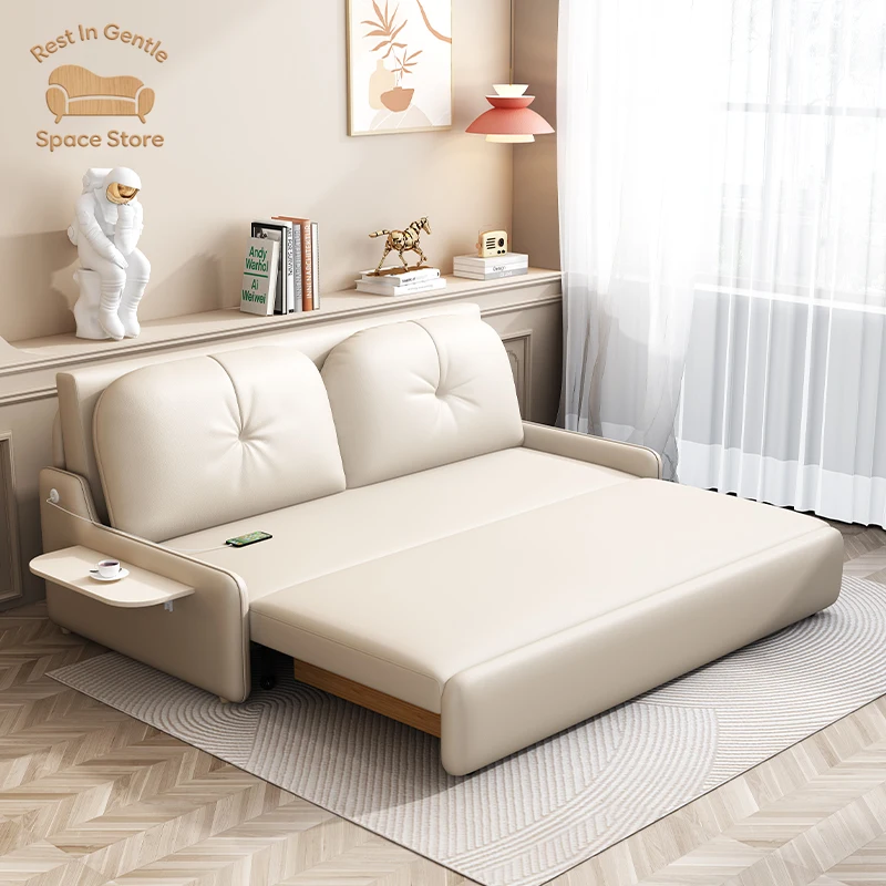Folding sofa bed dual-purpose 2025 new cloud living room multi-functional pull-out cream wind small apartment Internet celebrity