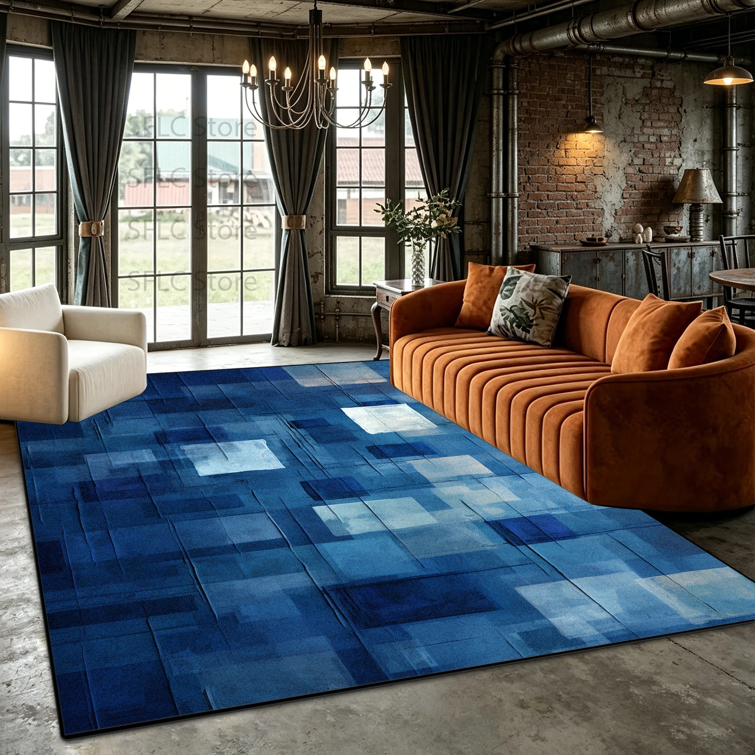 Nordic Geometric Style Living Room Sofa Carpet Decoration Bedroom Antiskid Washable High-end Rug Soft Plush Office Seat Mats