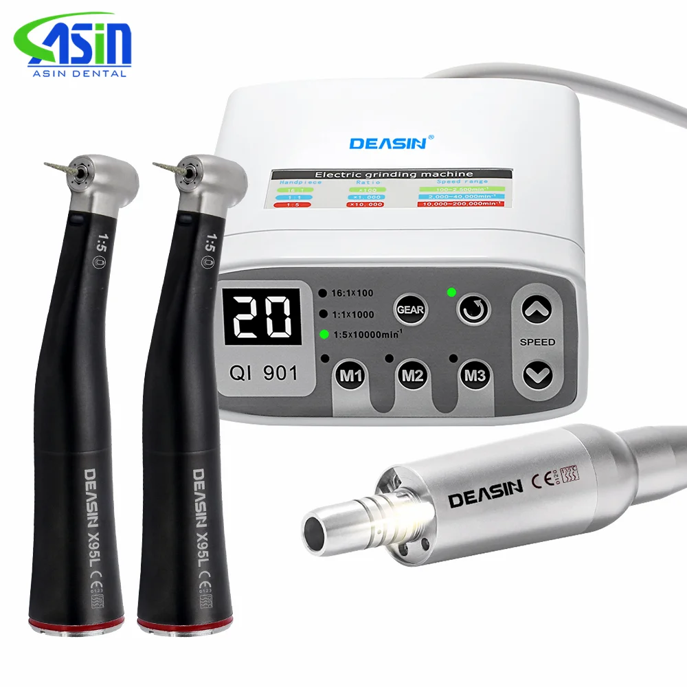 

Dental LED Electric clinical brushless micro motor work With Black 1:5 Fiber optic LED Contra Angle Dentist Low Speed Handpiece