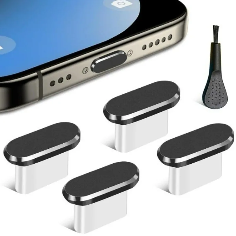 

5-in-1 Type-C & USB Dust Plugs Set with Cleaning Brush Anti Dust USB-C Plug Cover Charging Port Cover Caps