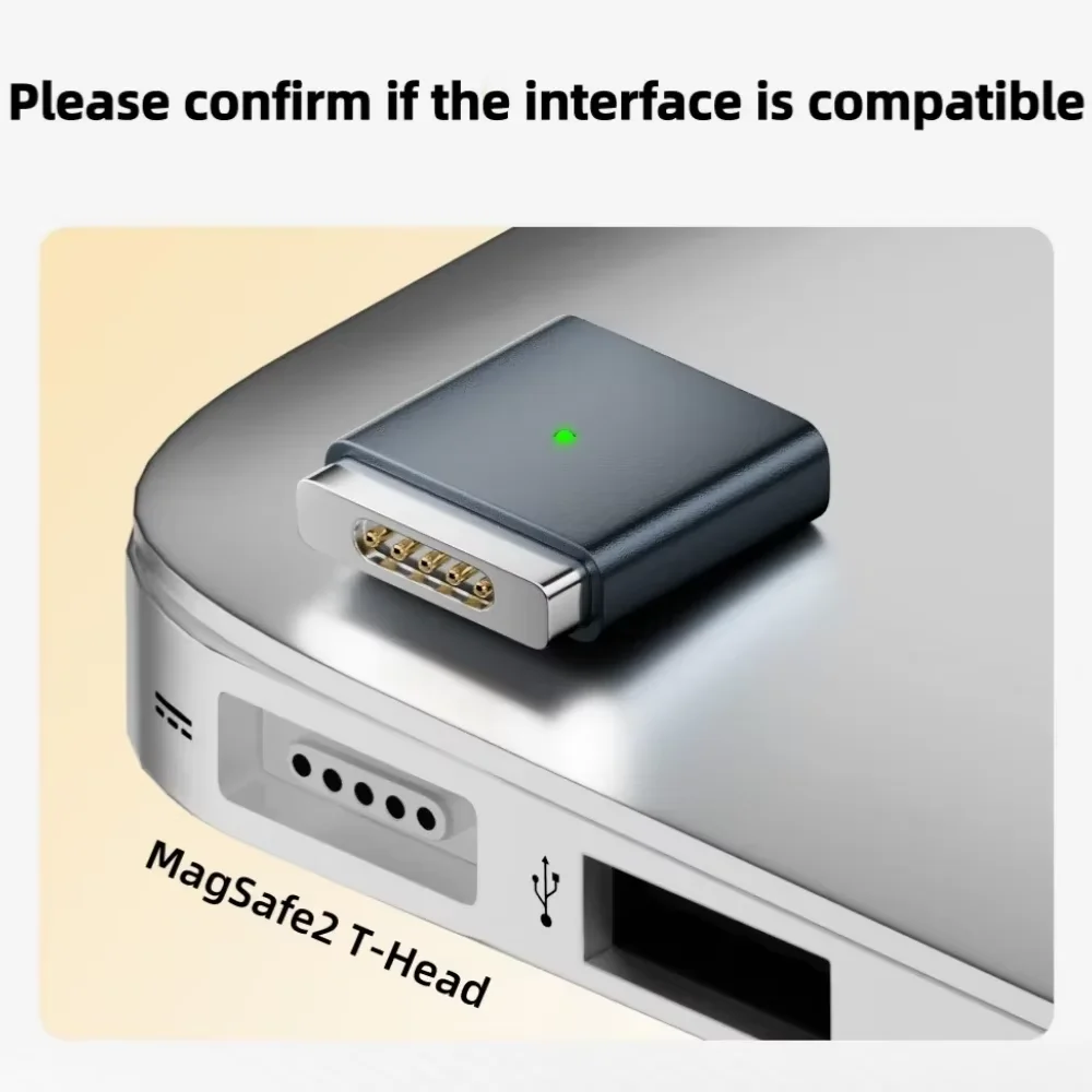 2026 New Type‑C to Magsafe 2 Adapter PD 100W Magnetic Fast Charging Converter T‑Head Safe Charger Connector for MacBook Air Pro