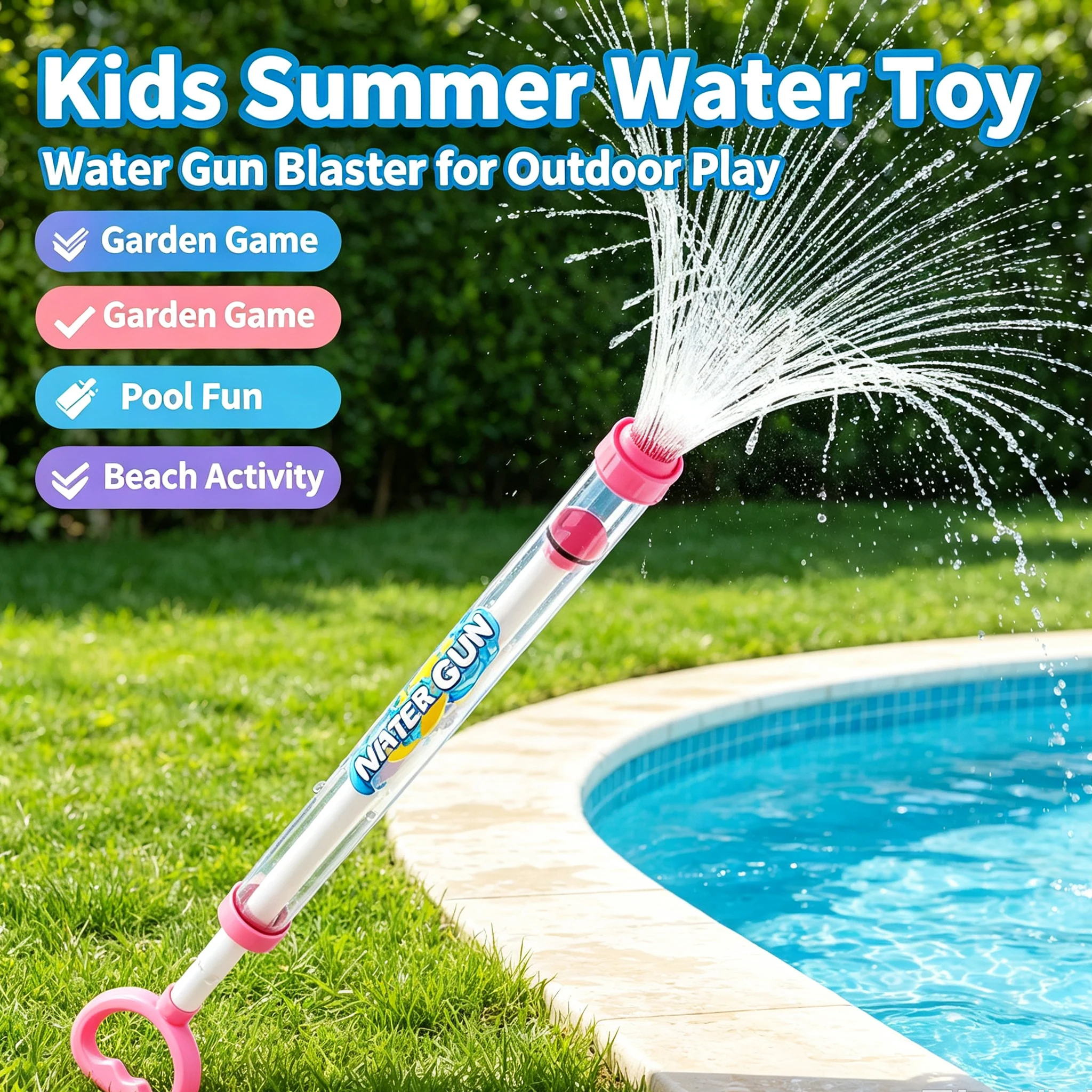 Spray Water Pull-Back Water Gun Outdoor Splash Games for Pool Lawn Activities Kids Summer Interactive Water Spray Toys