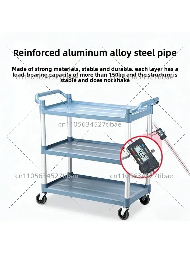 3 Tier Stainless Steel Serving Cart Mobile Restaurant Trolley Commercial Kitchen Utility Cart with Wheels