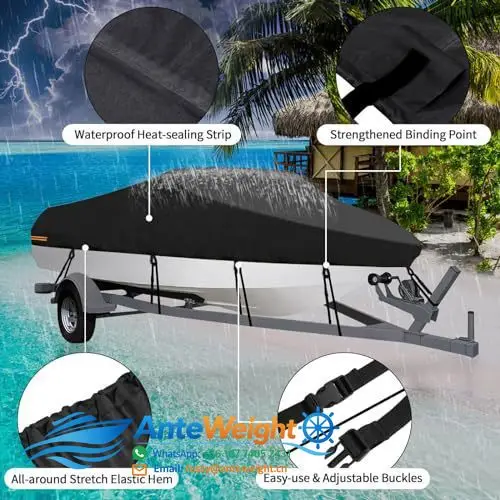 V-Shape 190T Polyester Taffeta Boat Cover, Dustproof & Sunproof Yacht Shield | Rain-Resistant Outdoor Boat Protection